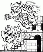 coloring picture of Bowser fight Mario