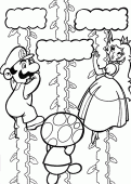 coloring picture of Mario Bros Toad and Princess Peach