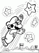 coloring picture of Mario catches a star