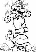 coloring picture of Mario jumps on a turtle