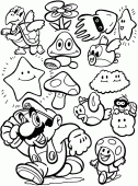 coloring picture of The characters of Mario s game