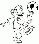 coloring picture of Miguel plays soccer