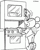 coloring picture of mickey in the kitchen