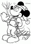 coloring picture of mickey with a sledge