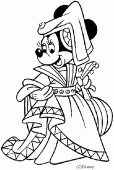 coloring picture of Minnie dressed in princess