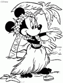 coloring picture of Minnie is dancing at the beach
