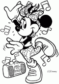 coloring picture of Minnie is dancing