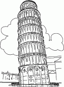 coloring picture of Leaning Tower of Pisa