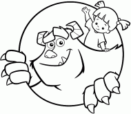 coloring picture of Sulley with Boo