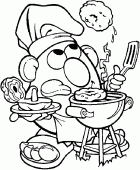 coloring picture of Mr Potato Head cooks
