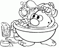 coloring picture of Mr Potato Head in his bathroom