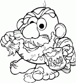 coloring picture of Mr Potato shaves himself