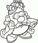 coloring picture of Mrs Potato use cosmetics