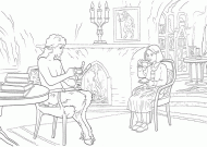 coloring picture of Tumnus the faun and Lucy Pevensie