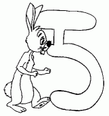 coloring picture of digit (5) five with Rabbit