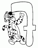 coloring picture of digit (7) seven with Tigger 