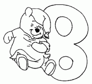 coloring picture of digit (8) eight with Winnie the Pooh
