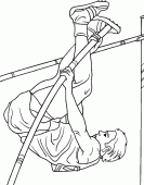 coloring picture of pole vaulter before the swing