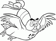coloring picture of Owl is flying with an easter egg on his back