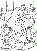 coloring picture of Owl is splipping on a rocking chair