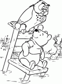 coloring picture of Owl with Winnie on a chair