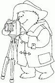 coloring picture of Paddington with a camera