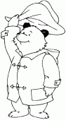 coloring picture of Paddington with a hat