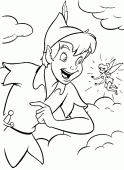 coloring picture of Peter Pan and Tinker Bell