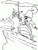 coloring picture of Peter Pan is fighting Captain Hook