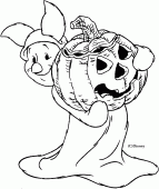 coloring picture of Piglet disguised for Halloween