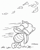 coloring picture of Piglet goes against the wind