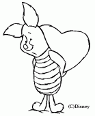 coloring picture of Piglet with a heart