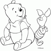 coloring picture of Piglet with his friend Winnie the Pooh