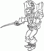 coloring picture of Will Turner with his sword