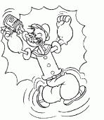 coloring picture of Popeye eats spinach