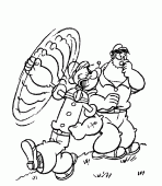 coloring picture of Popeye figth against Bluto