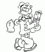 coloring picture of Popeye with a baby