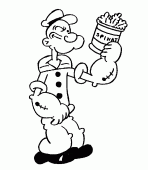 coloring picture of Popeye with spinach