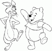 coloring picture of Rabbit with his friend Winnie the pooh