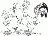 coloring picture of couple of domestic fowls