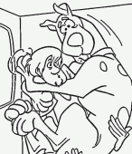coloring picture of Shaggy carries Scooby Doo in its arms