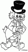 coloring picture of Uncle Scrooge with his cane
