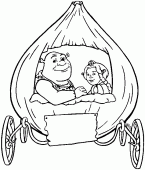 coloring picture of Fiona and Shrek in a carosse