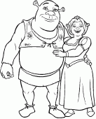 coloring picture of Shrek and Fiona
