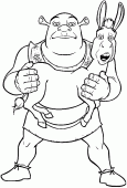 coloring picture of ogre Shrek and Donkey