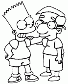coloring picture of Bart and his friend Milhouse