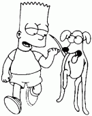 coloring picture of Bart with his dog Santa s Little Helper