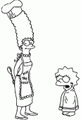 coloring picture of Marge and Lisa