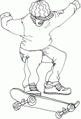 coloring picture of a teenager is skateboarding