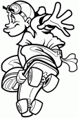 coloring picture of skateboarder does a jump